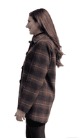 Womens Brown Check Wool Mix Leatherette Trim Jacket K927