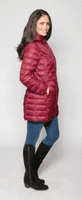 Womens Burgundy Feather Down Ultra Light Quilted Coat db724