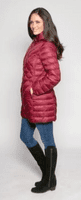 Womens Burgundy Feather Down Ultra Light Quilted Coat db724