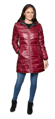 Womens Burgundy-Navy Reversible  Feather Down Padded Coat db924