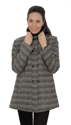 Womens Charcoal Chevron Pattern Leatherette Trim Jacket K927