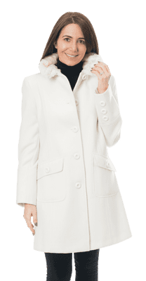 Womens Faux Cashmere Coat with Faux Fur Collar K802W