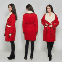 Womens Faux Wool Red Coat K1446