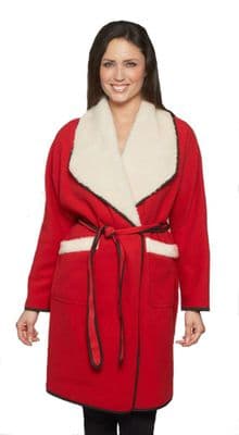 Womens Faux Wool Red Coat K1446
