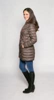 Womens Feather Down Ultra Light Quilted Brown Coat db724