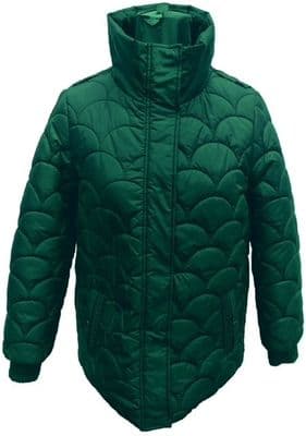 Womens Funnel Collar Padded Forest Green Jacket db7020