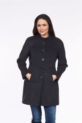 Womens Funnel Neck Wool Mix  Mandarin Collar Coat K1777C
