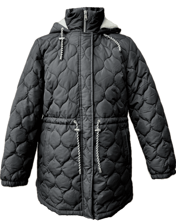Womens Hooded Padded Winter Black Anorak Coat db7019
