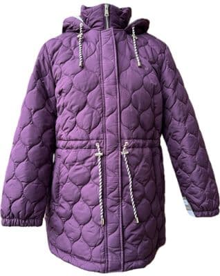 Womens Hooded Padded Winter Dark Lilac Anorak Coat db7019