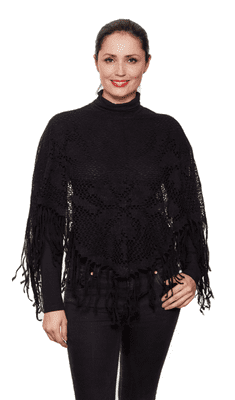 Womens Italian Crochet Poncho Shawl