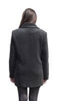 Womens Leatherette Trimmed Charcoal Wool Jacket K927