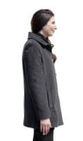 Womens Leatherette Trimmed Charcoal Wool Mix Jacket K927