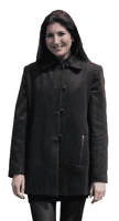 Womens Leatherette Trimmed Charcoal Wool Mix Jacket K927