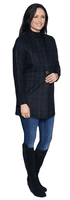 Womens Lightweight Poly/Wool/Cotton Black-Charcoal Pinstripe Coat K4086