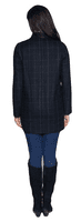 Womens Lightweight Poly/Wool/Cotton Black-Charcoal Pinstripe Coat K4086