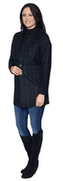 Womens Lightweight Poly/Wool/Cotton Black-Charcoal Pinstripe Coat K4086