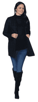 Womens Lightweight Poly/Wool/Cotton Black-Charcoal Pinstripe Coat K4086