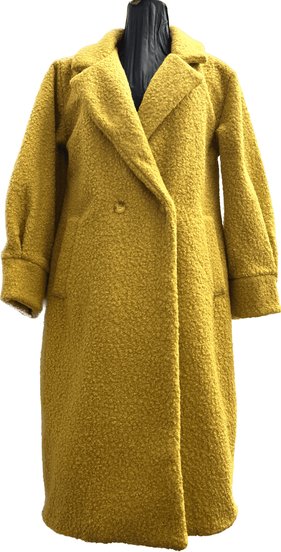 Womens Long Length Mock Bouclet Wool Teddy Bear Coat K1576