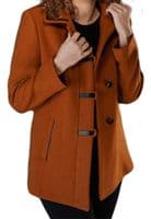Womens Long Wool Mix Orange Jacket K927