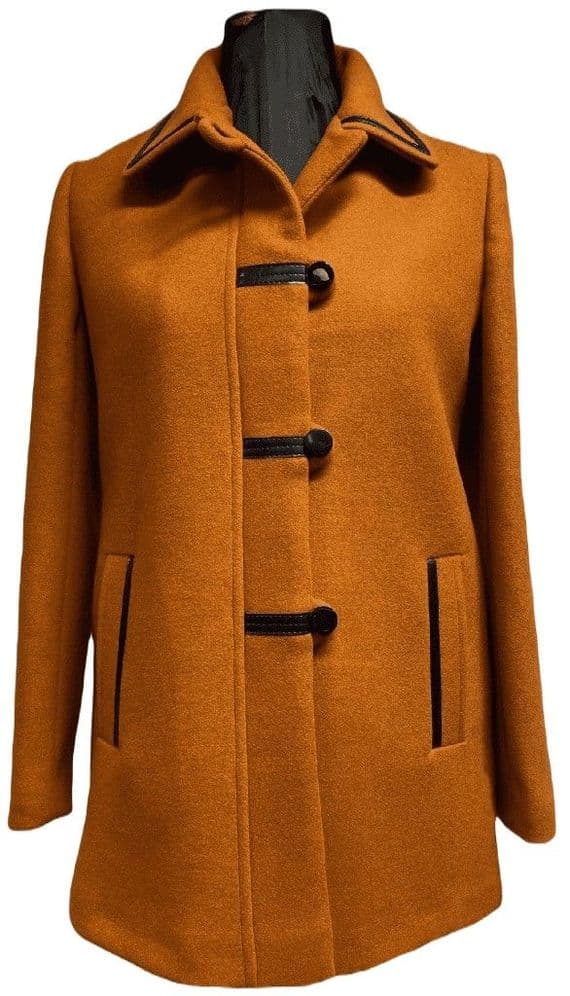 Womens Long Wool Mix Orange Jacket K927