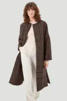 Womens Longline Belted Hooded Padded Coat db7018