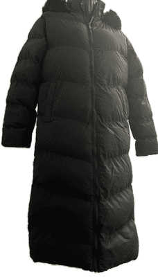 Womens Longline Puffa Hooded Faux Fur Trimmed Coat db501