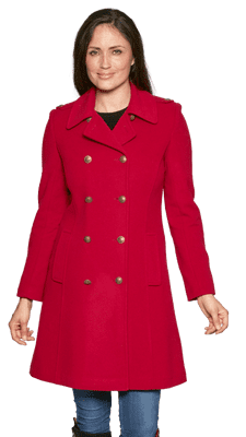 Womens Luxury 5% Cashmere Wool  Warm Double Breasted Red Coat K715C