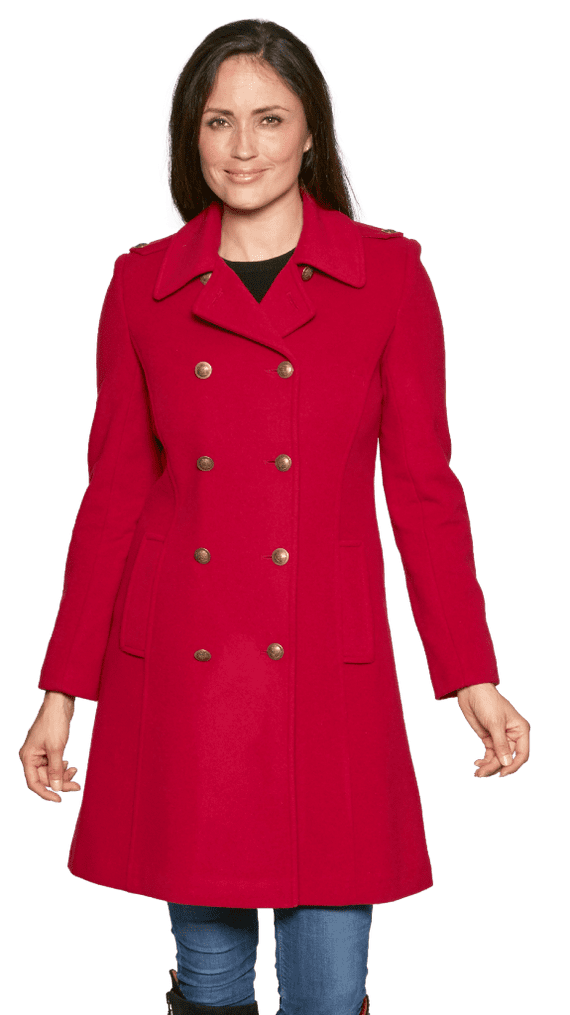 Womens Luxury 5% Cashmere Wool  Warm Double Breasted Red Coat K715C