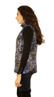 Womens Luxury Reversible Quilted Feather Down Black Print Gilet db324