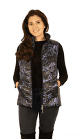 Womens Luxury Reversible Quilted Feather Down Black Print Gilet db324