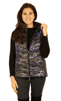 Womens Luxury Reversible Quilted Feather Down Black Print Gilet db324