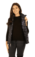 Womens Luxury Reversible Quilted Feather Down Black Print Gilet db324