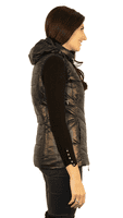 Womens Luxury Reversible Quilted Feather Down Black Print Gilet db324