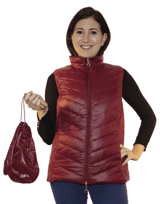 Womens Luxury Reversible Quilted Feather Down Burgundy Navy Gilet db324