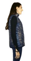 Womens Luxury Reversible Quilted Feather Down Navy Olive Gilet db324