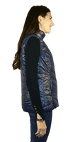 Womens Luxury Reversible Quilted Feather Down Navy Olive Gilet db324