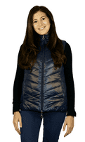 Womens Luxury Reversible Quilted Feather Down Navy Olive Gilet db324
