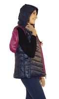 Womens Luxury Reversible Quilted Feather Down Pink Navy Gilet db324
