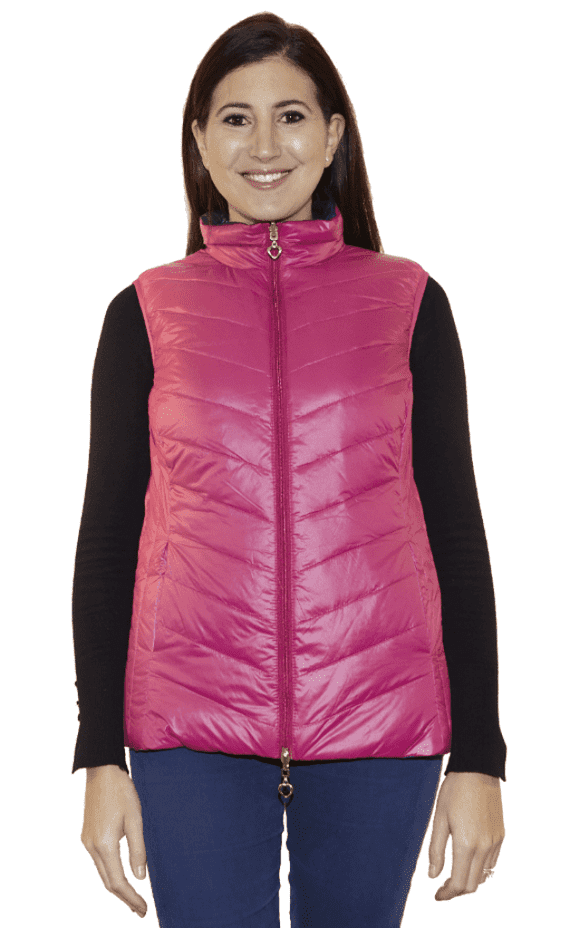 Womens Luxury Reversible Quilted Feather Down Pink Navy Gilet db324