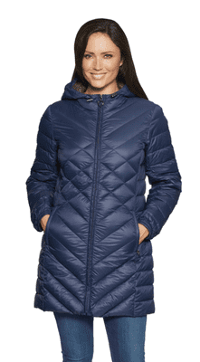 Womens Navy Feather Down Ultra Light Quilted Coat db724