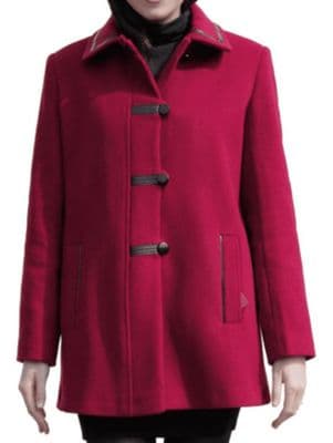 Womens Red Leatherette Trim Jacket K927