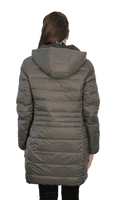 Womens Reversible Feather Down Padded Charcoal-Black Coat db924