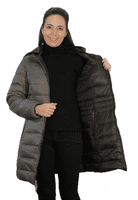 Womens Reversible Feather Down Padded Charcoal-Black Coat db924