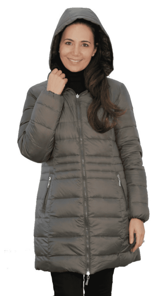 Womens Reversible Feather Down Padded Charcoal-Black Coat db924