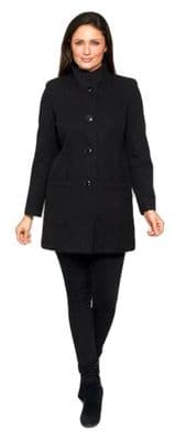 Womens Short Black Crêpe Coat K127W