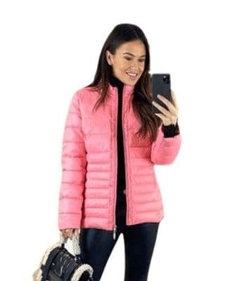Womens Short Faux Down Quilted Pink Fashion Jacket db435