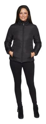 Womens Short Padded Zip Up Black Jacket db6508