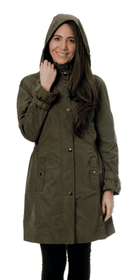 Womens Showerproof Hooded Mac Olive Green Coat db3123