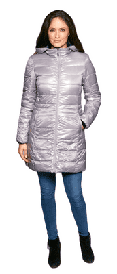 Womens Silver-Navy Reversible Feather Down Padded Coat db924