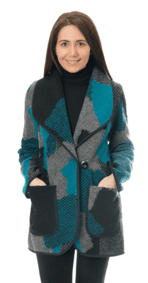 Womens Teal Patchwork Coatigan Jacket K442